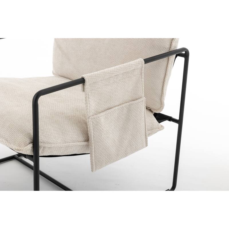 30.7" Arm Chair with Metal Frame and Gold Accents (Set of 2)