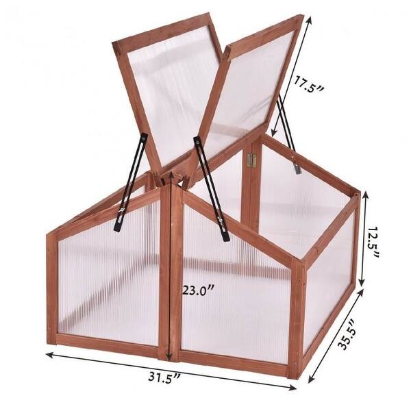 dimension image slide 1 of 2, Double Box Garden Wooden Greenhouse - 35.5" x 31.5" x 23.0"(L x W x H)