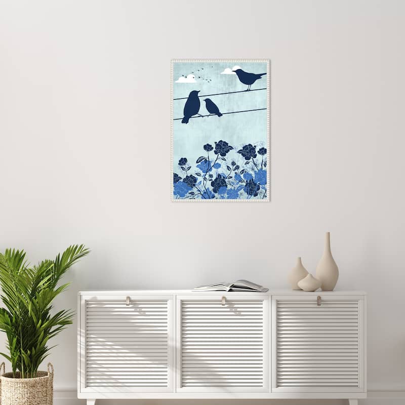 3 Birds Blue by Jemma Morris Framed Canvas Wall Art