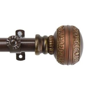 French Country Curtain Rod 48-84 Inch, Metal Window Rod with Finials, Cocoa Finish - 84