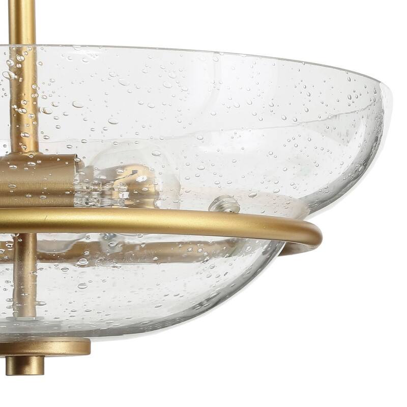 Mid-century Modern 3-Lights Gold Farmhouse Unique Semi-Flush Mount Ceiling Light for Hallway - W12"x H9"