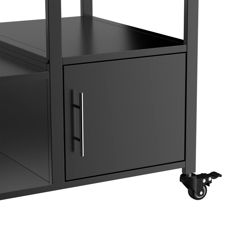 Outdoor BBQ Grill Cart with Storage Box for Kamado Style Grills - 67.1” x 27.7” x 30.5”