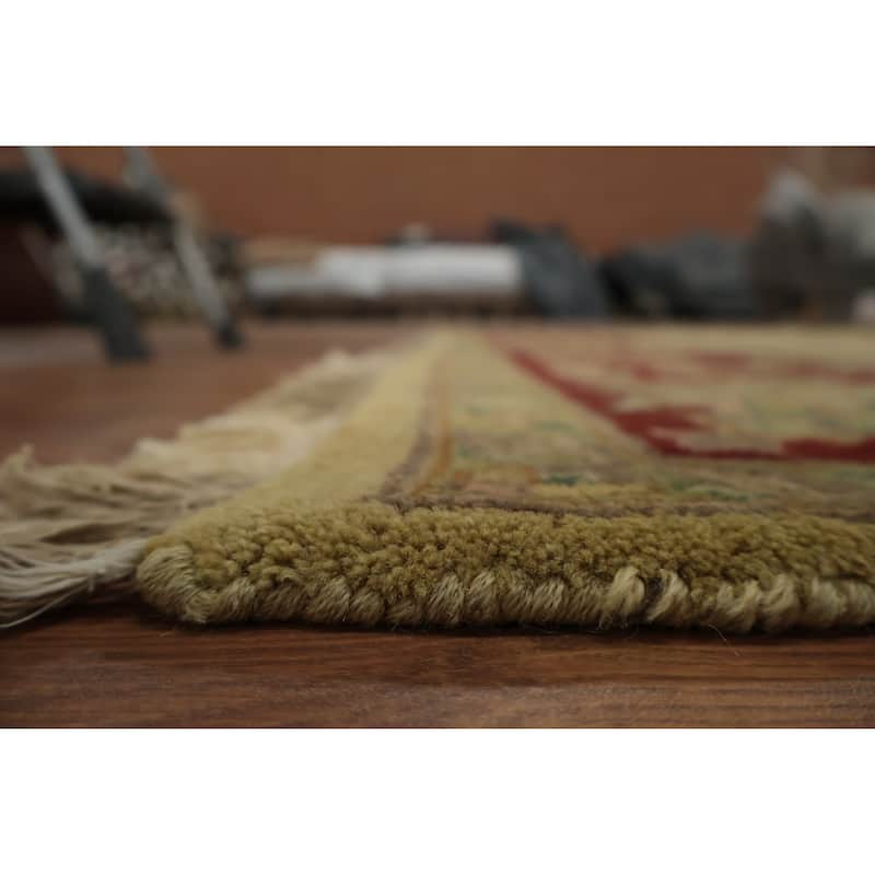 Hand Knotted Oriental 100% Wool Carpet Traditional Floral Yellow & Gold Agra Area Rug - 10' 0'' X 7' 10''