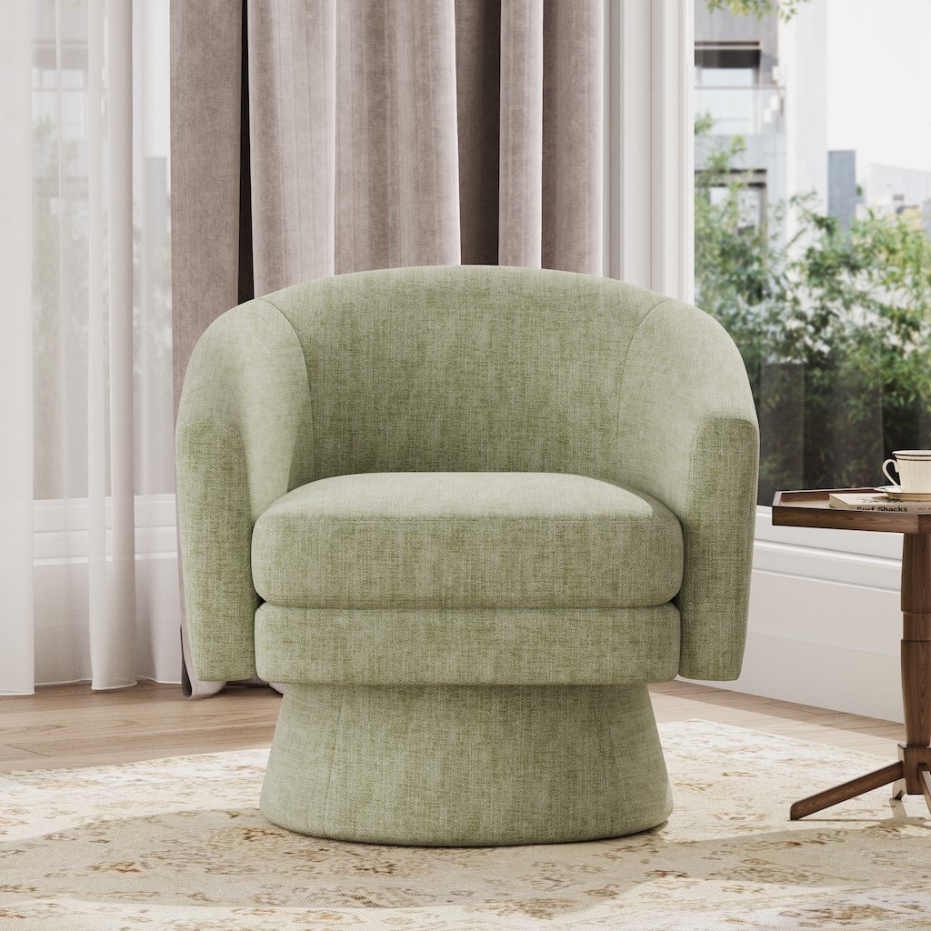 Roomfitters Contemporary 360° Swivel Barrel Chair, Premium Chenille Upholstered Accent Lounge Chair with Plush Cushioning, Green