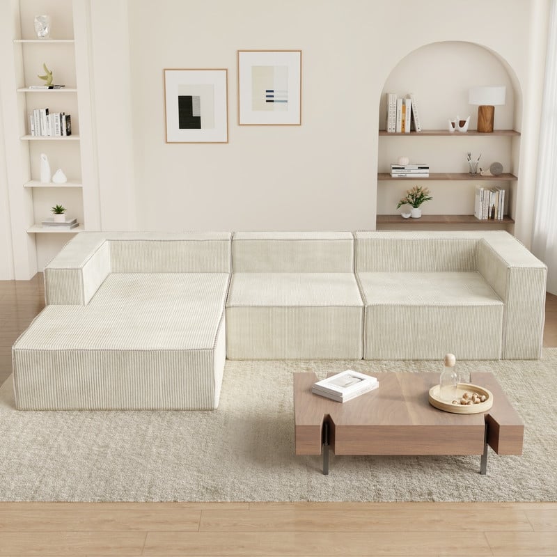 Corduroy Compression Sofa Chaise Lougues