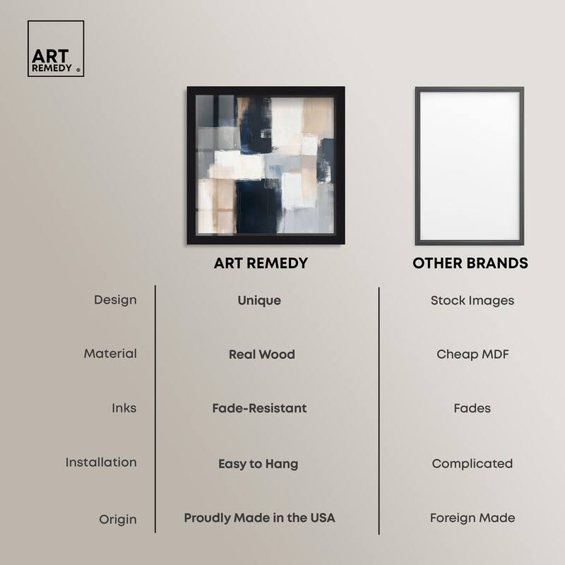 Blue and Tan Abstraction I Shadowbox by Art Remedy