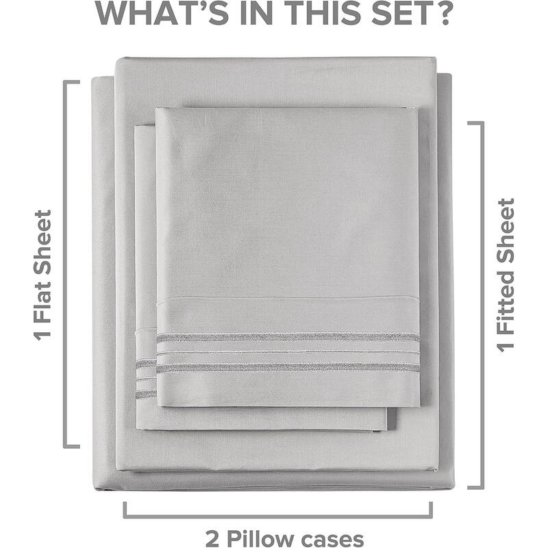 CGK Linens 4 Piece 100% Cotton Inch Extra Deep Pocket Bed Sheet Set