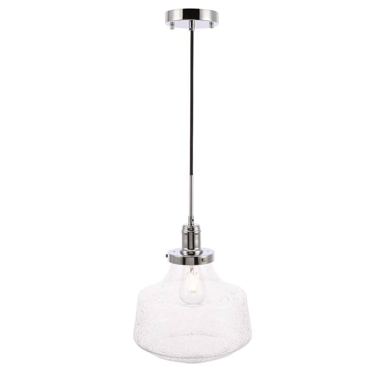 Klyli 11-inch 1-light Clear Seeded Glass Hanging Pendant