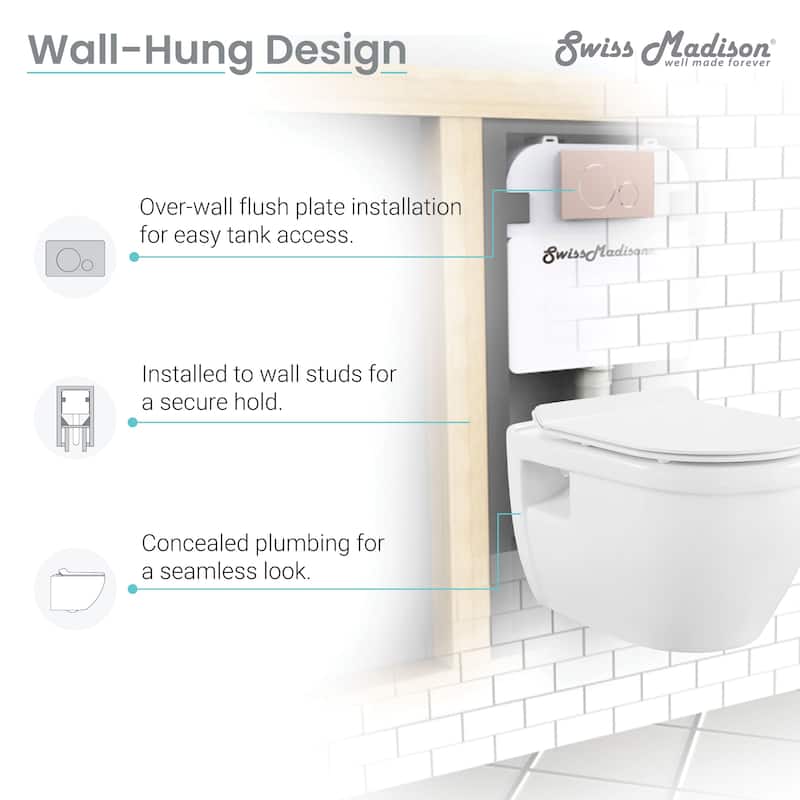 Ivy Wall Hung Elongated Toilet Bowl 0.8/1.28 GPF Dual Flush