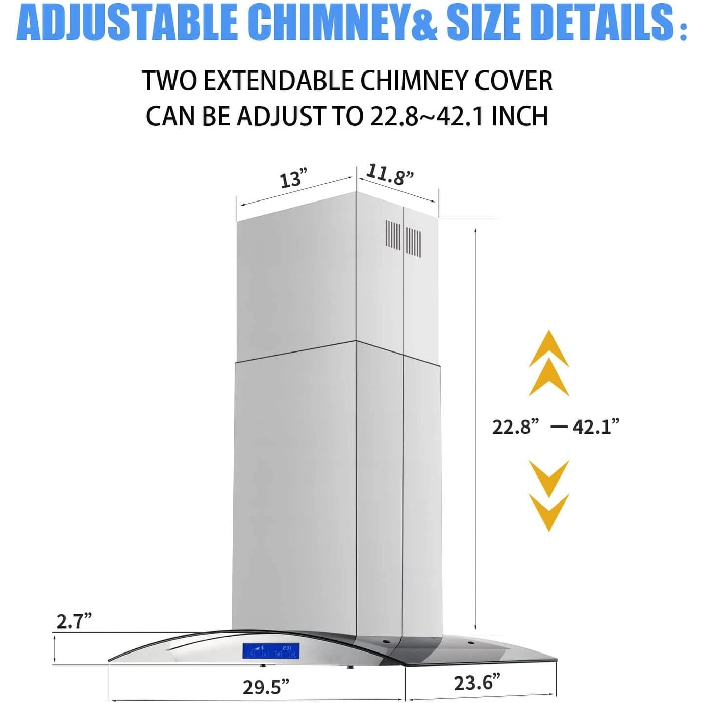 Tieasy Wall Mounted Range Hood 30 inch Touch Control Vents for