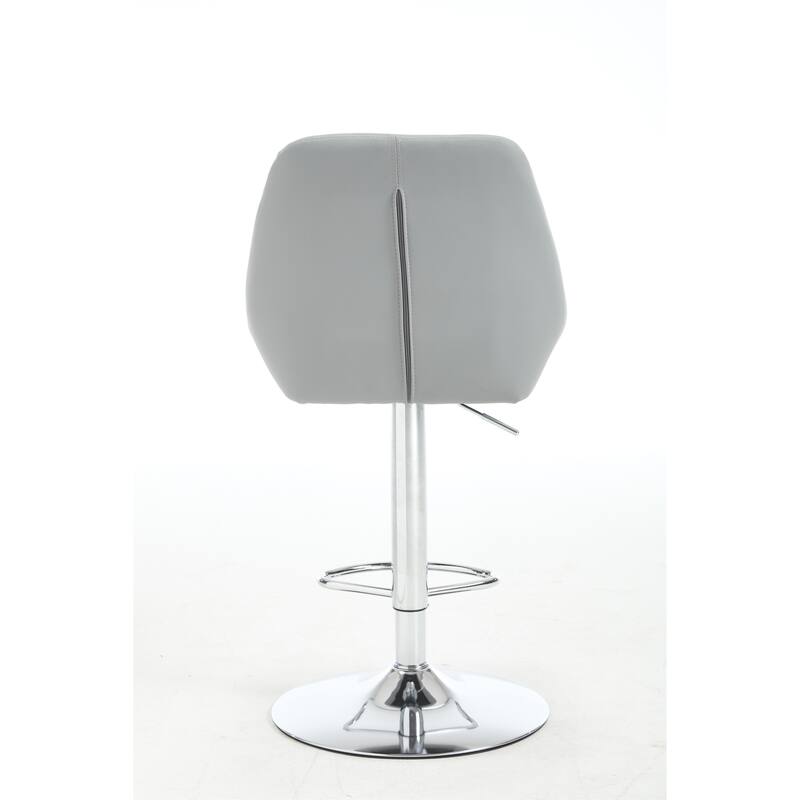 Set of 2 Bar Stools, with Chrome Footrest and Base Swivel Height Adjustable Mechanical Lifting Velvet