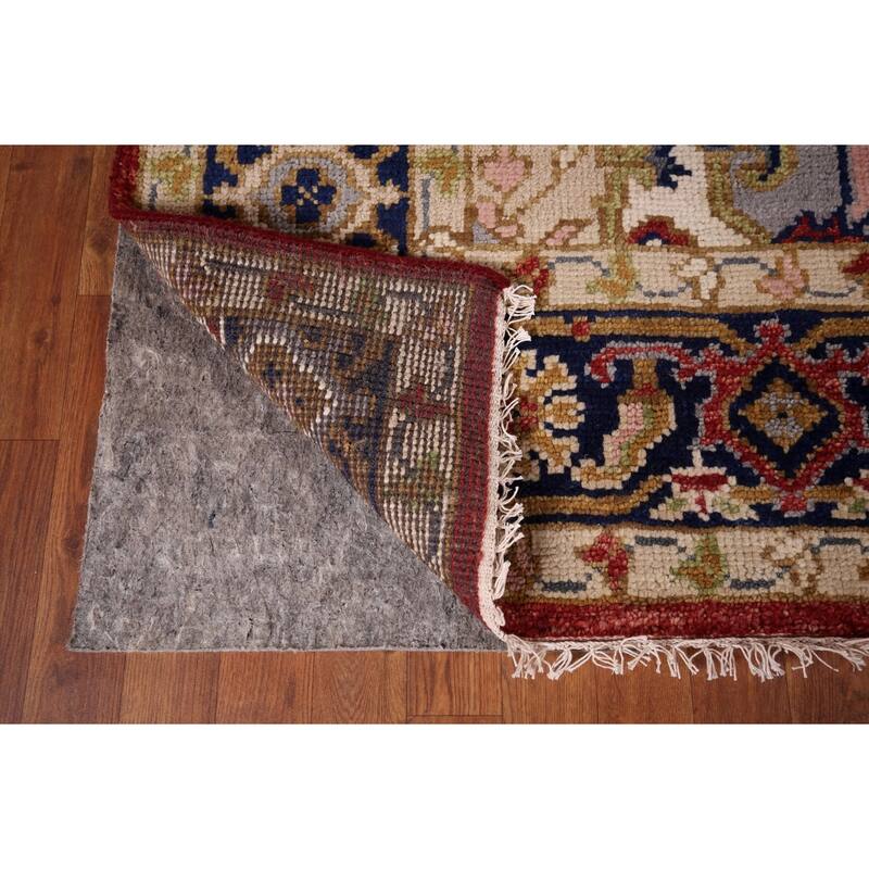 Geometric Heriz Serapi Indian Area Rug Handmade Red Wool Carpet - 7'10"x 10'0"