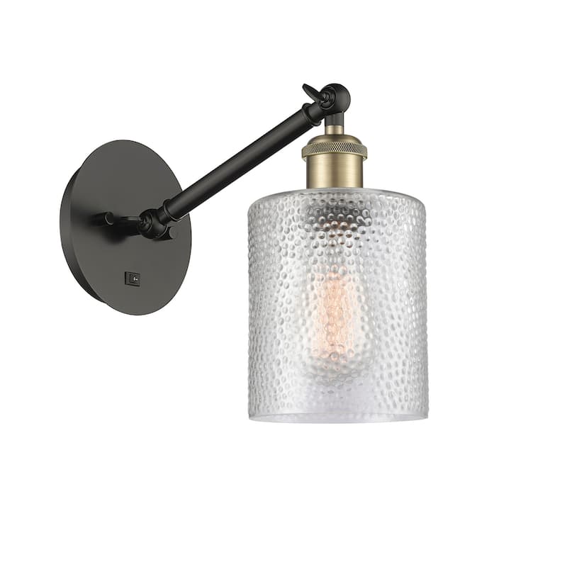 Innovations Lighting 317-1W-13-5 Cobbleskill Sconce Cobbleskill 13" - Black Antique Brass / Clear
