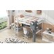 preview thumbnail 4 of 6, White Twin Wood Loft Bed with Desk, Bookcase, Charging Station