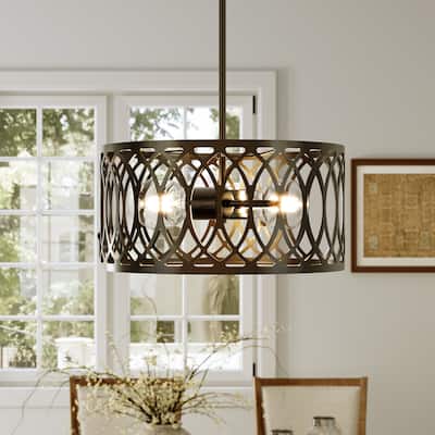 13" 2-Light Dimmable Modern Drum Chandelier with Adjustable Height
