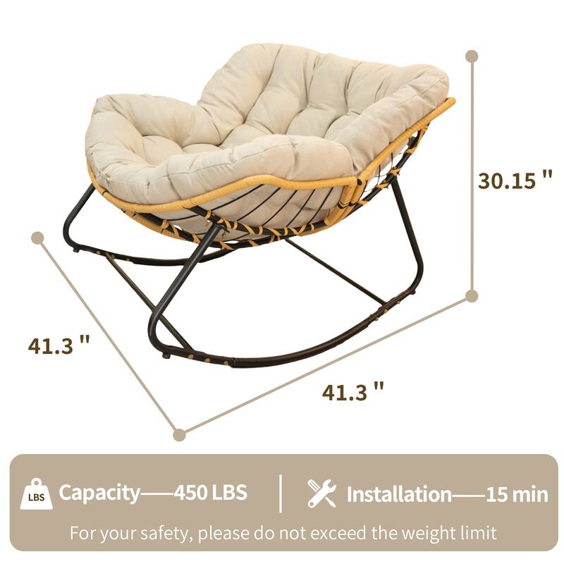 Rattan Wicker Egg Rocking Chair for Living Room and Outdoor