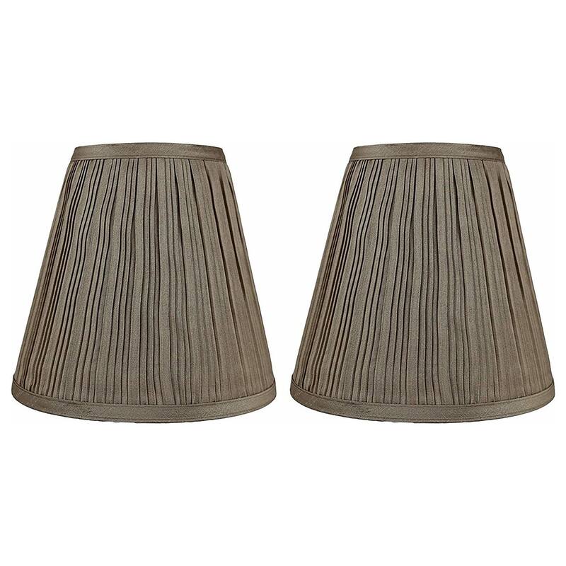 Many Selections Table Lamp Shade, 5 inch Top, 9 inch Bottom, 8.5 inch Slant - Set of 2 - Pleated Golden Taupe Faux Silk