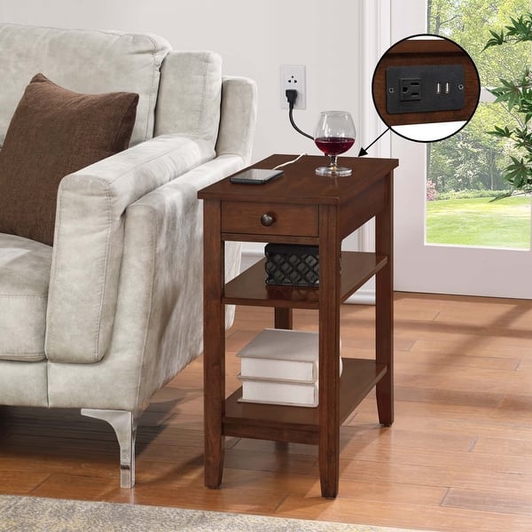 Solid Wood Ashley Charging Station End Table Convenience Concepts