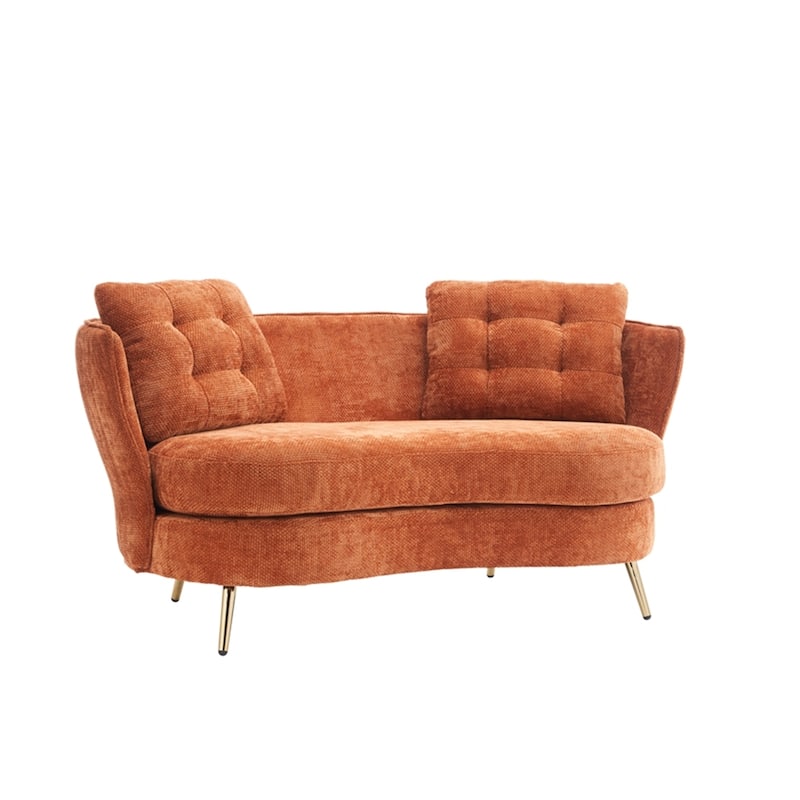 Polyester fiber Sofa Upholstered Couch with Golden Metal Legs