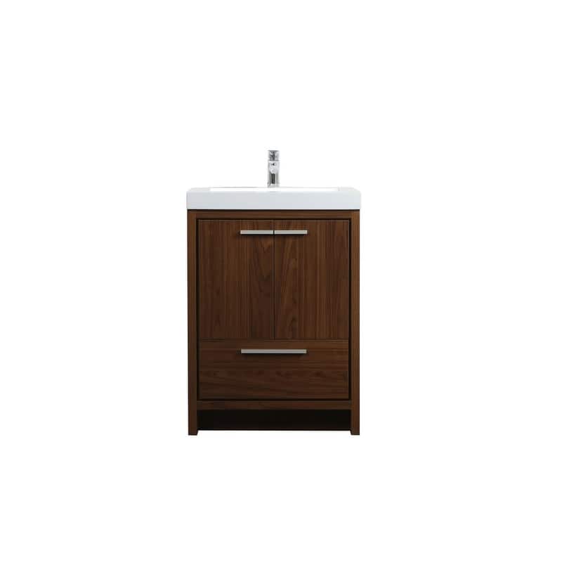 Elegant Lighting VF46024M Wyatt 24" Free Standing Single Basin Vanity - Walnut - Wood Finish