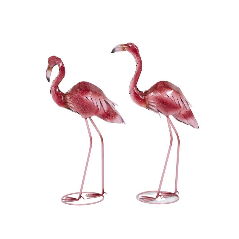 Metal Flamingo Tall Textured Ombre Decorative Garden Sculpture - Set of 2 Pink - Roche River Decor