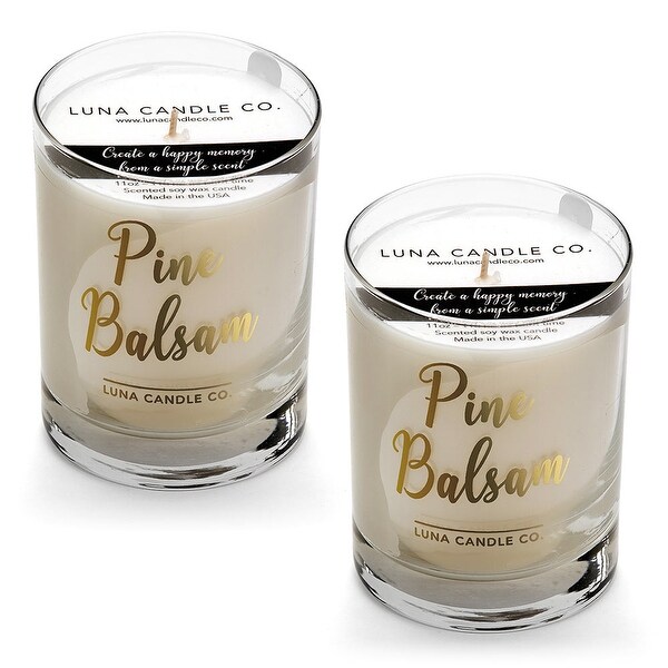 Pine Balsam Candle, Premium Natural Soy Wax, Low Smoke, USA (2 Pack)