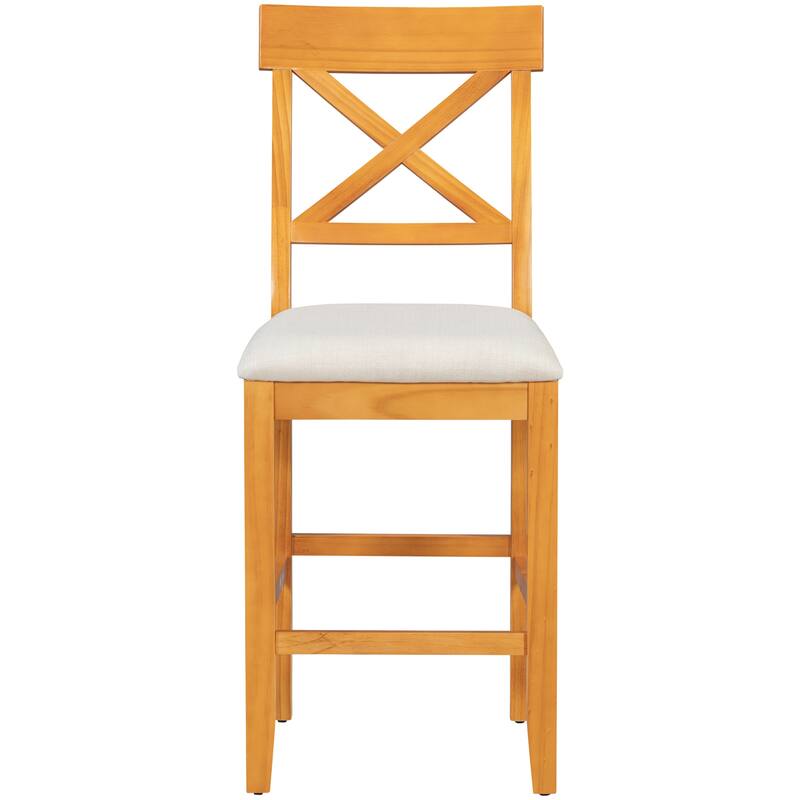 Roomfitters 5-Piece Counter Height Dining Table Set, 60" Farmhouse Kitchen Table with 3-Tier Shelves and 4 Chairs