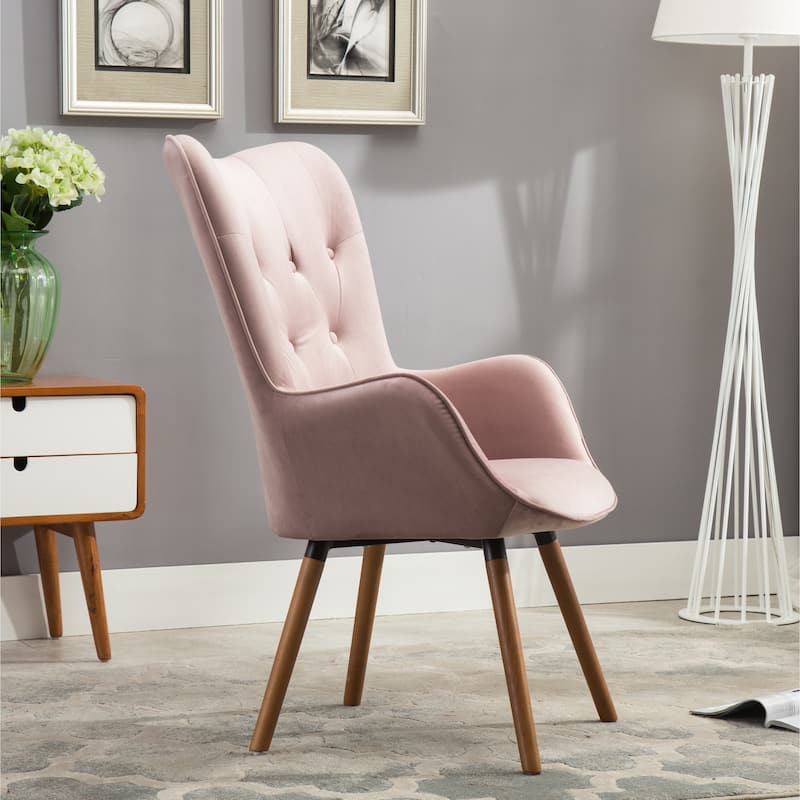 Mauve 30" Polyester Button Tufted Accent Chair