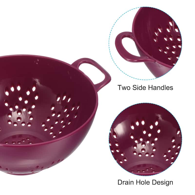 Rice Sieve Washing Colander Strainer Drainer Fruit Cleaning Bowl - Purple