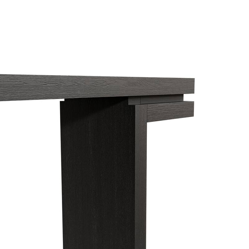 66 inch Extra Wide Real Wood Veneered Console Table Minimalist Sofa Table Distressed Oak Entryway