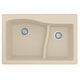 preview thumbnail 25 of 50, Karran Drop-In Quartz 33 in. 1-Hole 60/40 Double Bowl Sink - 33" x 22" x 10" - 33" x 22" x 10" Bisque