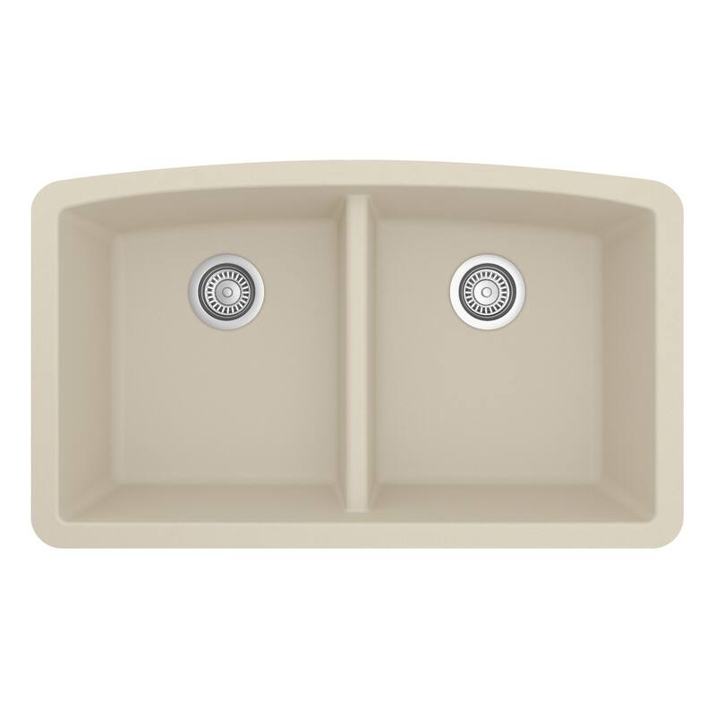 Karran Undermount Quartz 32 in. 50/50 Double Bowl Kitchen Sink Kit
