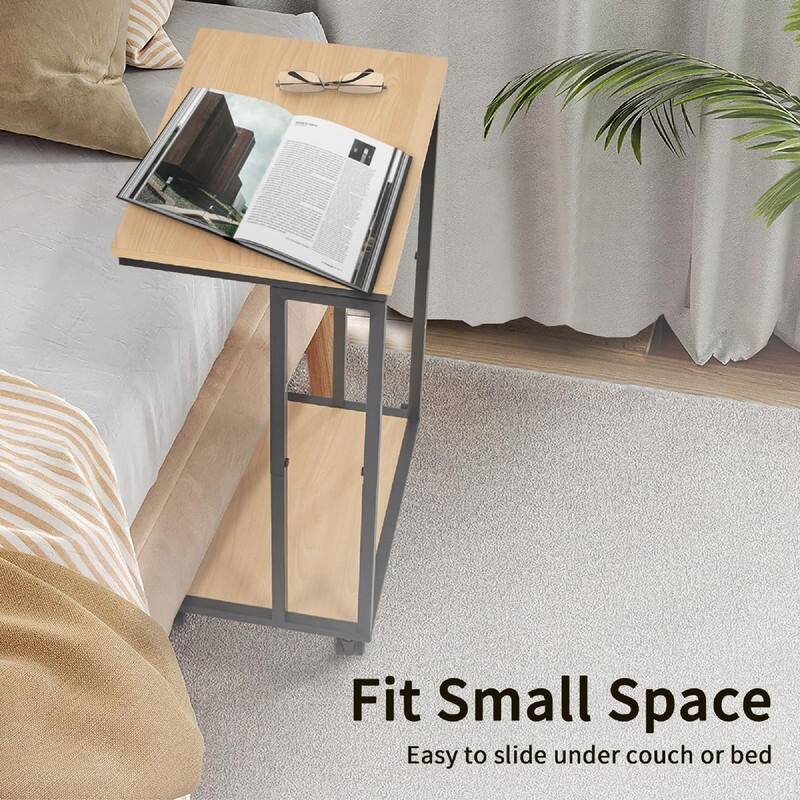 C-Shaped End Table for Couch - 15.3"D x 11.4"W x 25.1"H