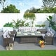 preview thumbnail 1 of 9, Abrihome 7-piece Patio Outdoor Wicker Sofa Set with Fire Pit Table