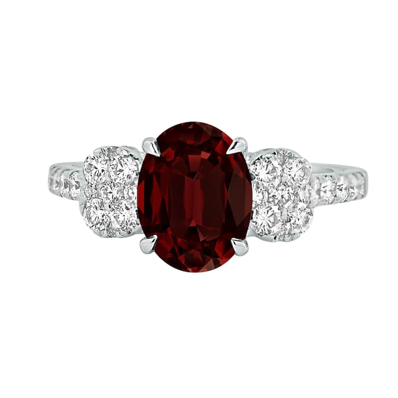 Auriya 2 1/2ct Oval-cut Red Garnet and Diamond Ring 3/4ctw 18K Gold