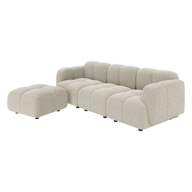Christopher Knight Home - 3-Seater 90.94" L-Shaped Upholstered Sectional Sofa with Ottoman