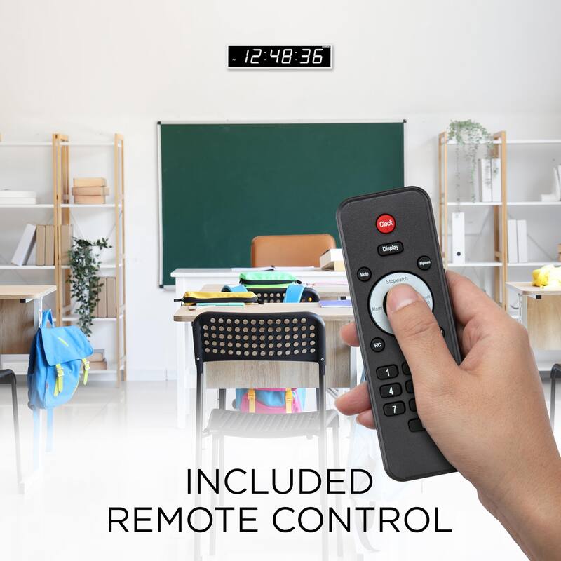 Ivation Large Digital Clock, Led Wall Clock with Stopwatch, Alarms, Timer & Remote, White