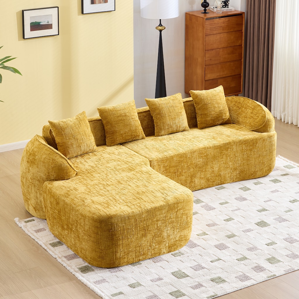 chenille L-shaped compressed sofa