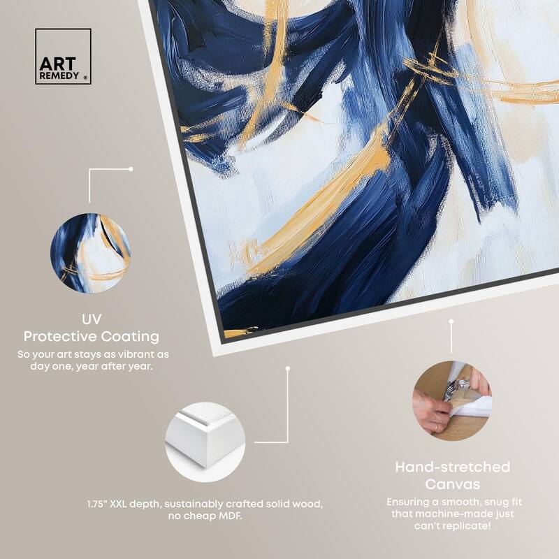 Navy and Gold Rings I Canvas by Art Remedy