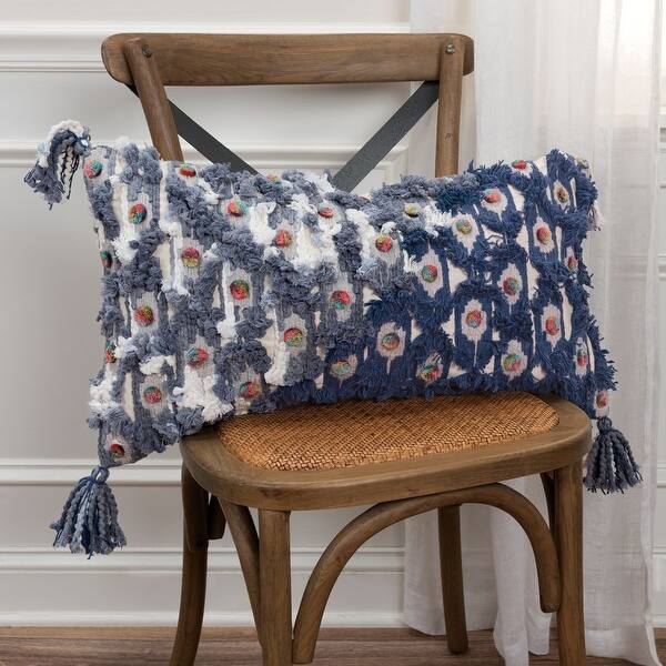 Shop Rizzy Home Blue Abstract 14 X 26 Lumbar Pillow On Sale