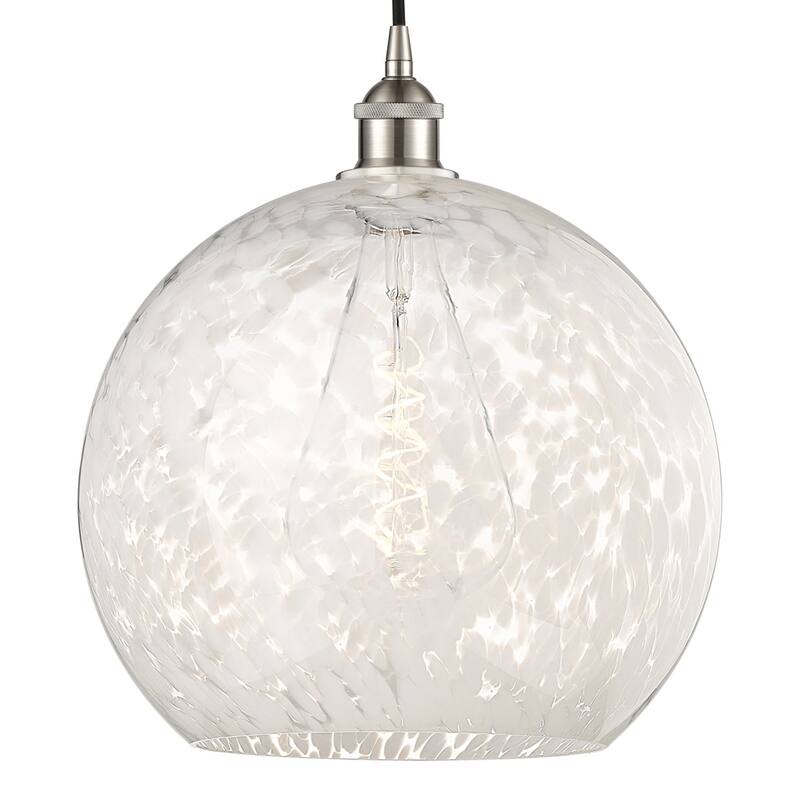 Innovations Lighting 616-1P 17 14 White Mouchette Pendant White - Brushed Satin Nickel