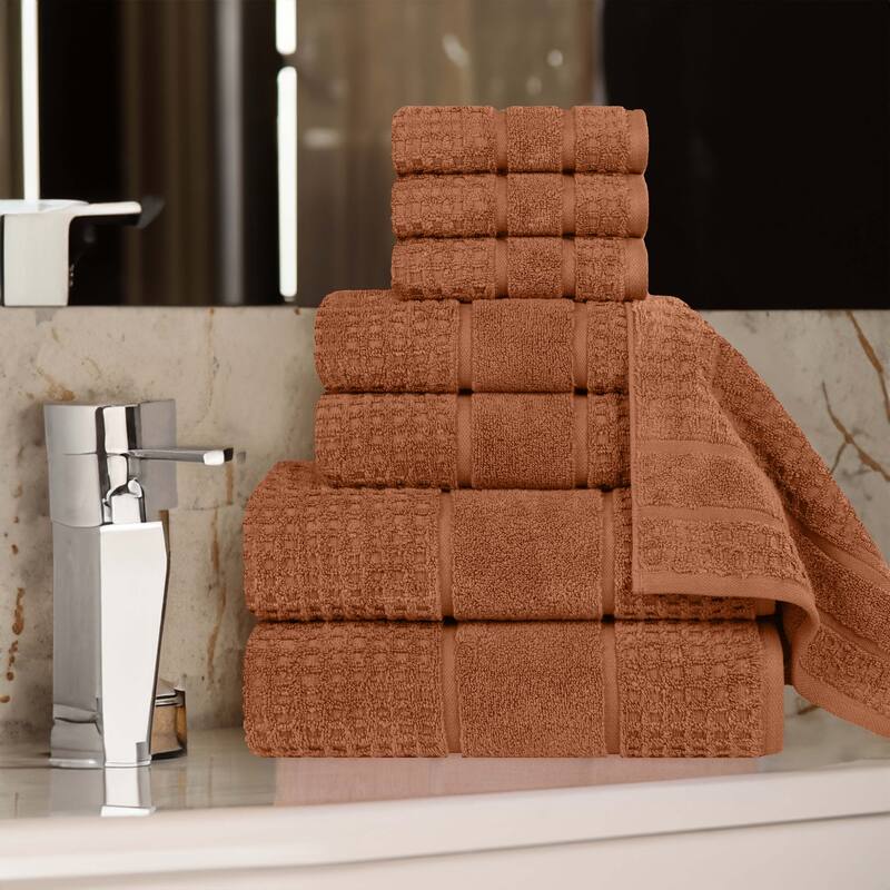 Superior Napa Zero Twist Cotton Waffle 8 Piece Bathroom Towel Set