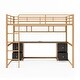 preview thumbnail 11 of 24, Full Size Metal Loft Bed with Desk, Drawers and Bedside Tray, Charging Station, USB and Socket