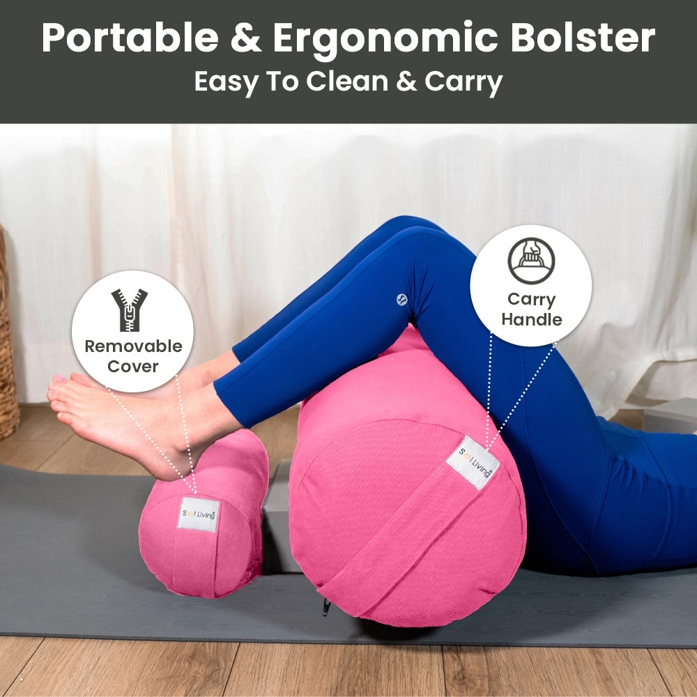 Sol Living Cylindrical Yoga Bolster Meditation Cushion - Cotton