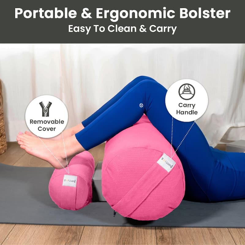 Sol Living Cylindrical Yoga Bolster Mini Meditation Cushion - Cotton - 14" x 6" x 6"