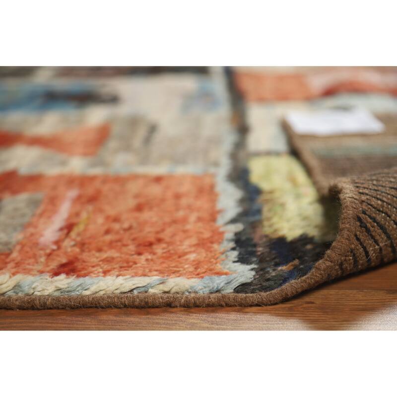 Geometric Moroccan Oriental Rug Hand-Knotted Oriental Wool Carpet - 6'6" x 9'7"
