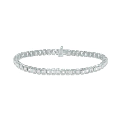 Marquee 5 Carat TW Emerald Cut Lab Grown Diamond Bezel Set Bracelet in 14K White Gold