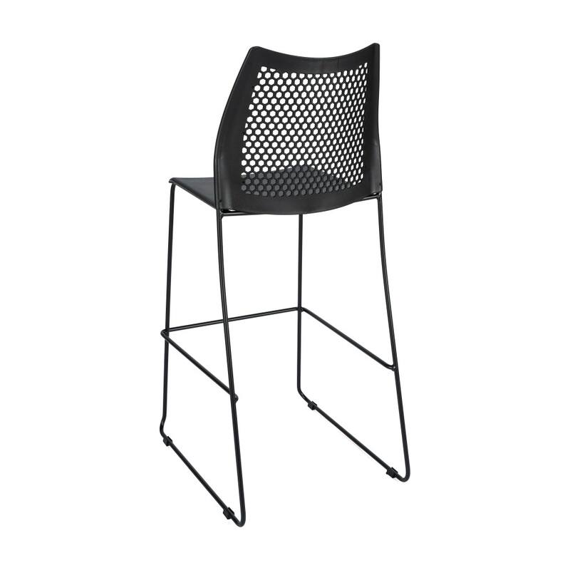 3 Pack Stackable Sled Base Barstool with Vented Back and Integrated Footrest - 19.75"W x 23.25"D x 44.25"H