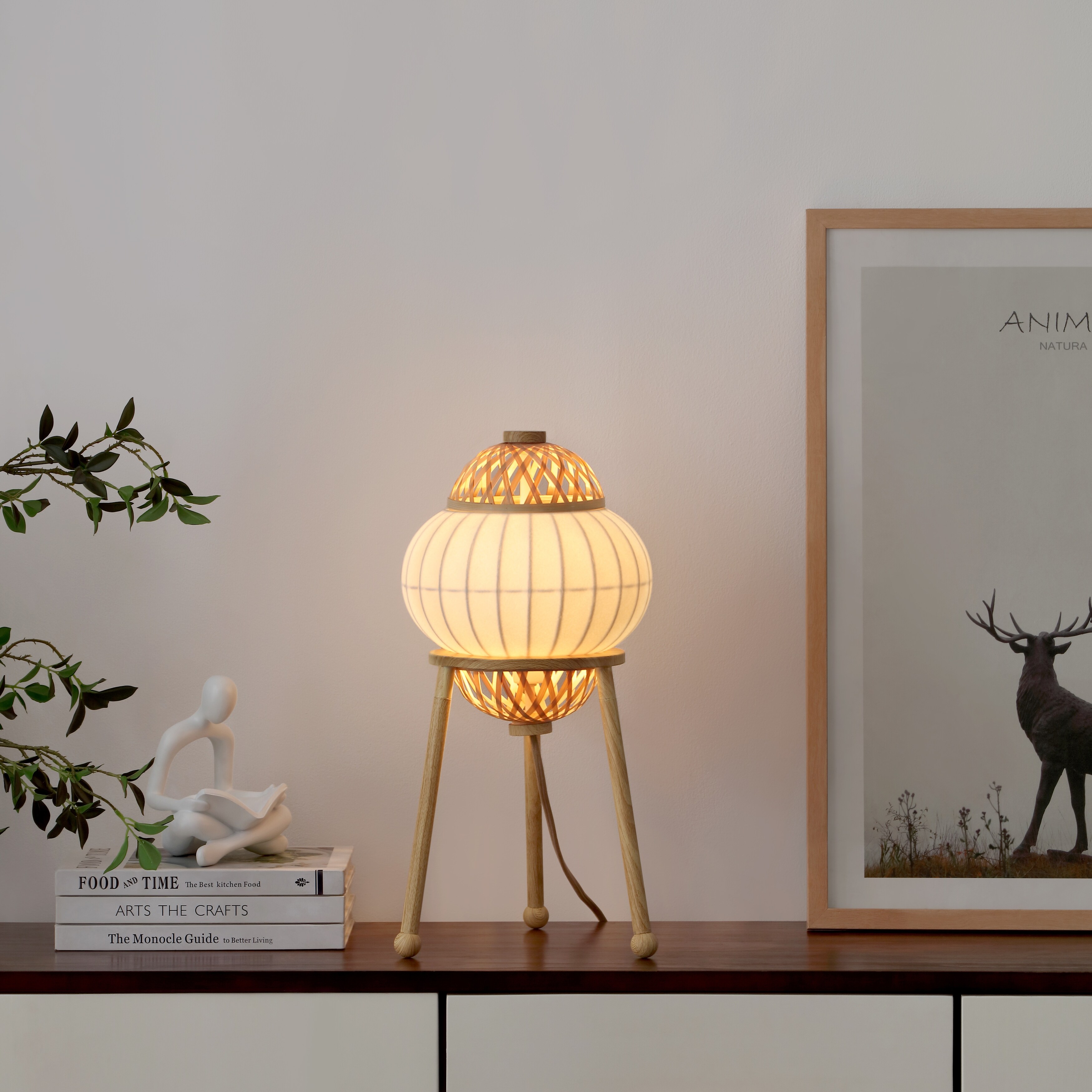 驚きの値段での商品をすべて Lamp, Table Boho-Chic Japanese - Hikari Woven Silk & Bamboo 装備/装具