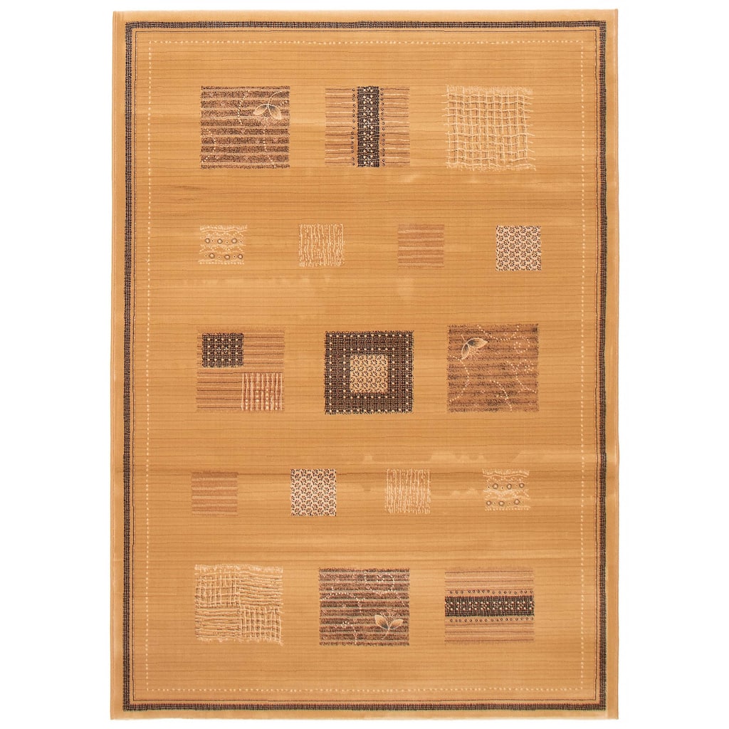 ECARPETGALLERY Machine Woven Lotus Mod Brown Polypropylene Rug - 5'3 x 7'6